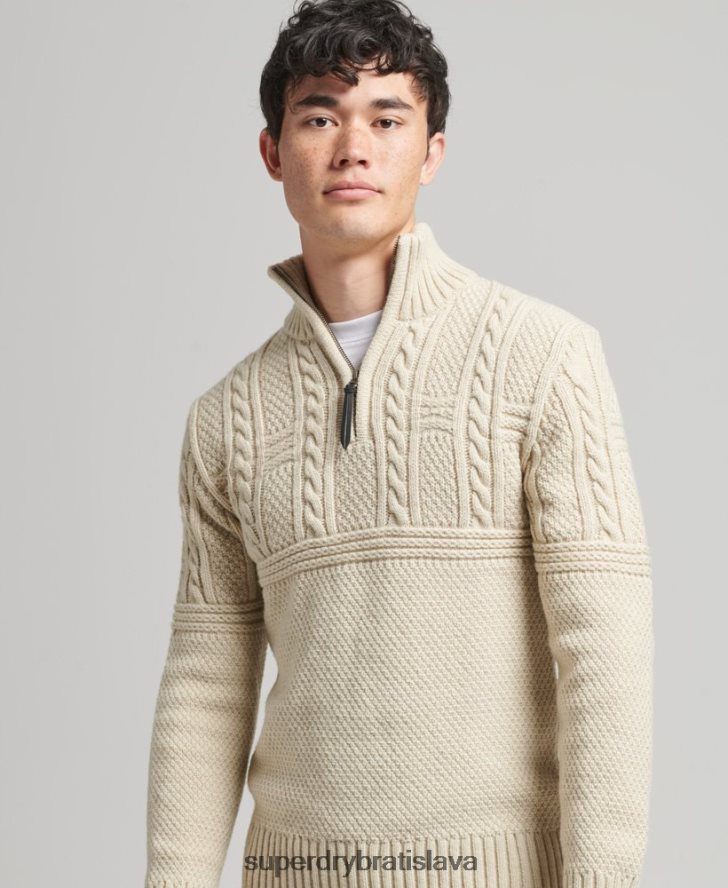 Superdry muži sveter jacob henley 6B4ZTR5240 oblečenie krém