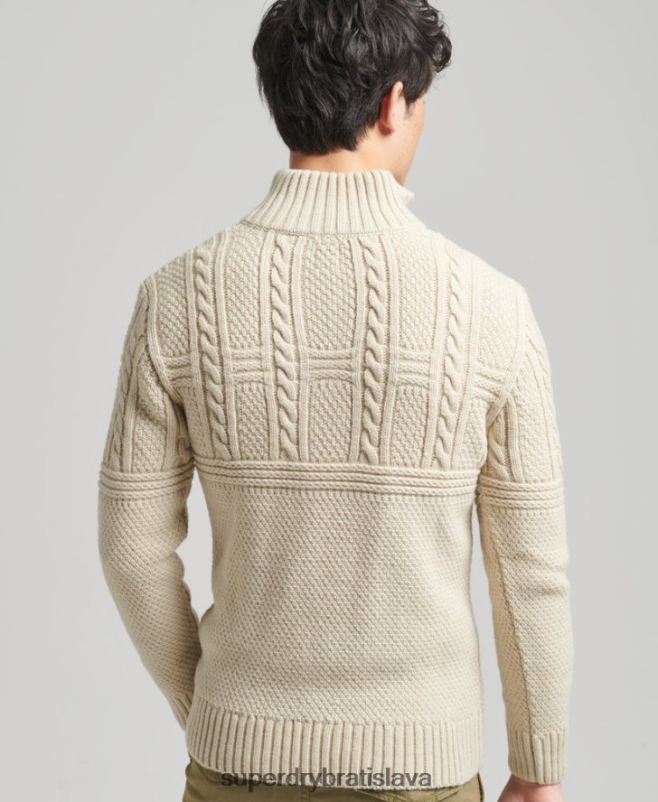 Superdry muži sveter jacob henley 6B4ZTR5240 oblečenie krém