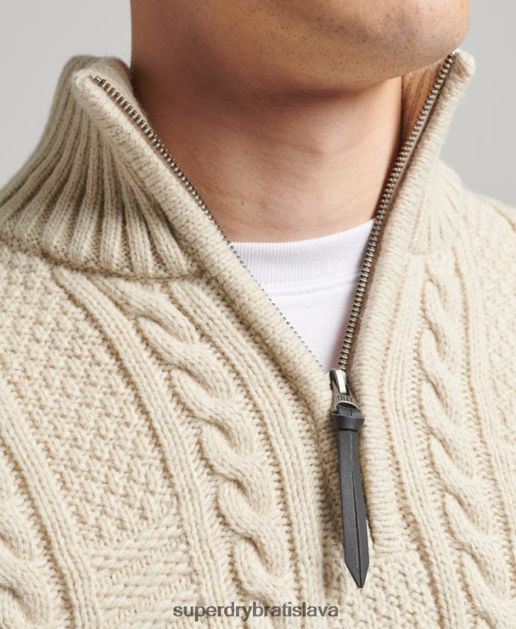 Superdry muži sveter jacob henley 6B4ZTR5240 oblečenie krém