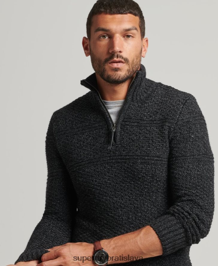 Superdry muži sveter jacob henley 6B4ZTR5253 oblečenie čierna