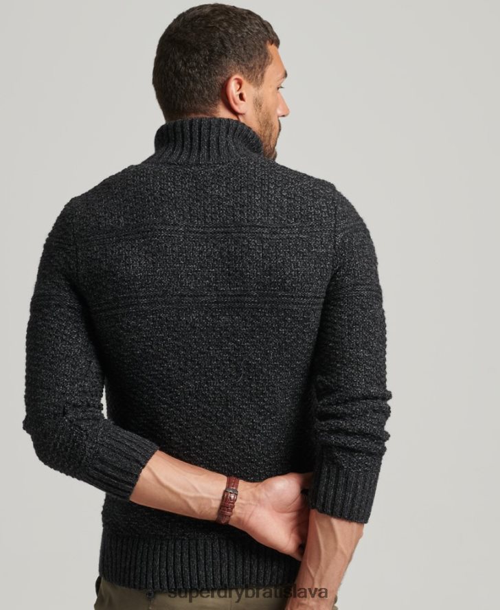 Superdry muži sveter jacob henley 6B4ZTR5253 oblečenie čierna