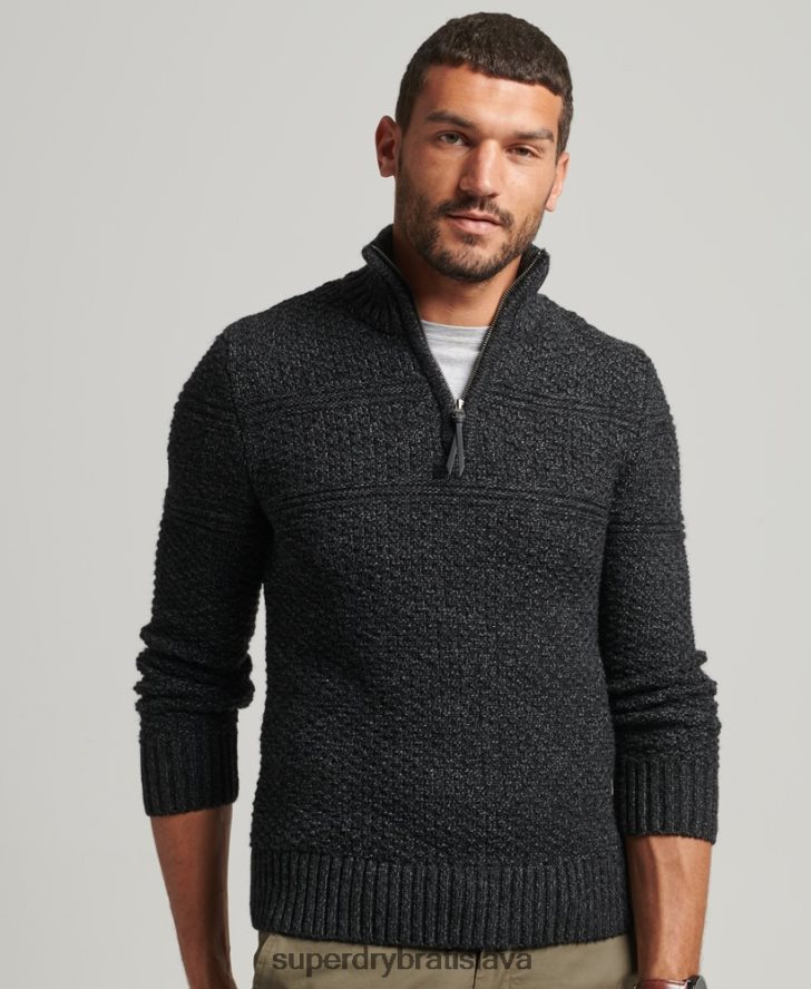 Superdry muži sveter jacob henley 6B4ZTR5253 oblečenie čierna