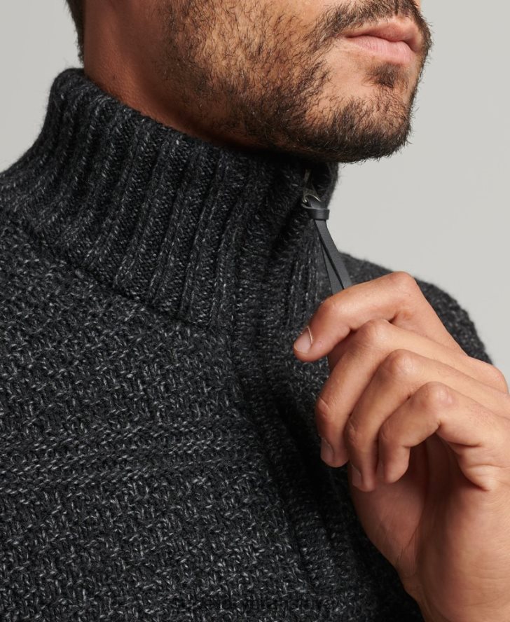 Superdry muži sveter jacob henley 6B4ZTR5253 oblečenie čierna