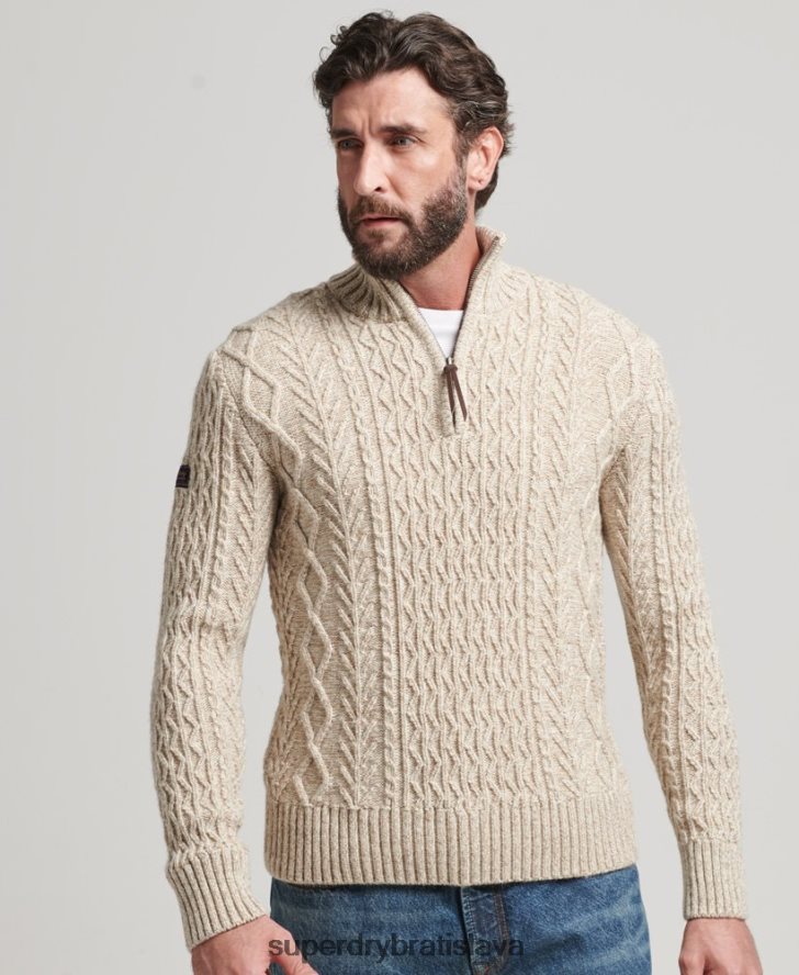 Superdry muži sveter jacob henley 6B4ZTR5259 oblečenie béžová