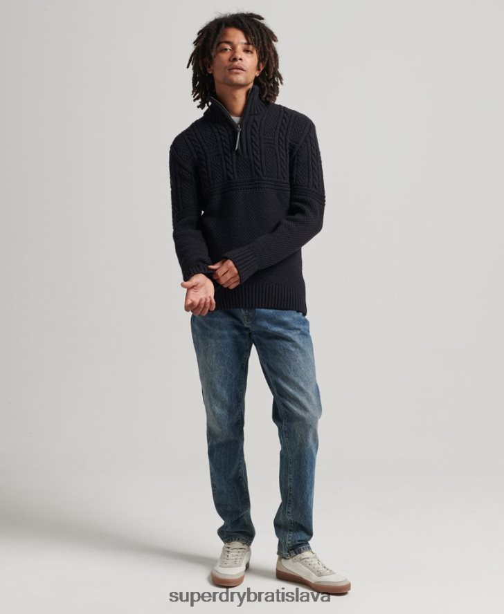 Superdry muži sveter jacob henley 6B4ZTR5268 oblečenie námorníctvo