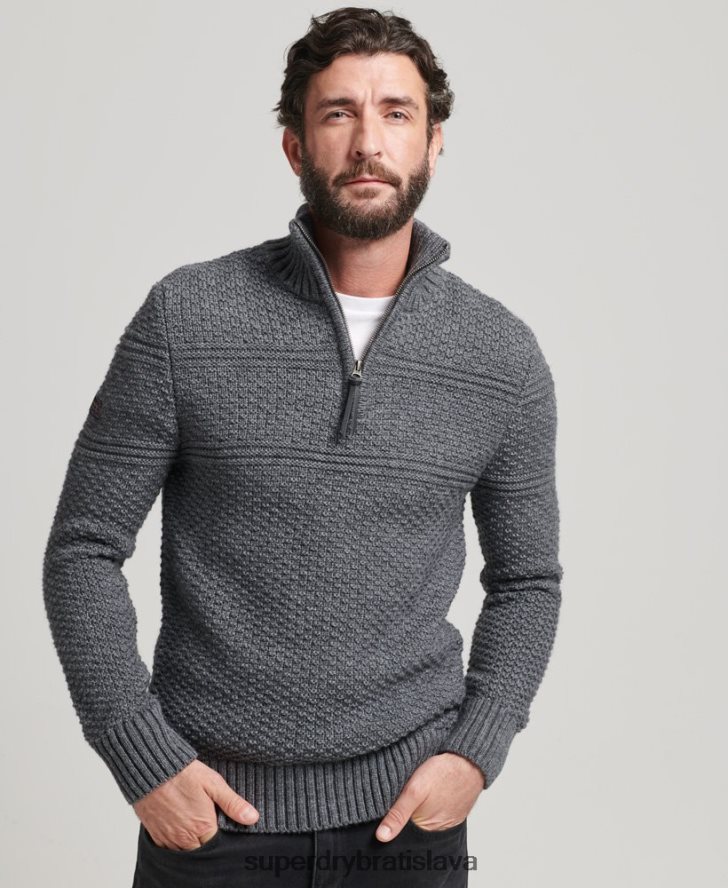 Superdry muži sveter jacob henley 6B4ZTR5276 oblečenie sivá