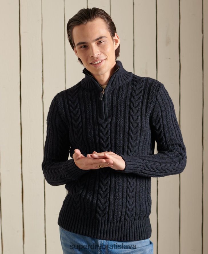 Superdry muži sveter jacob henley 6B4ZTR5289 oblečenie tmavomodrá