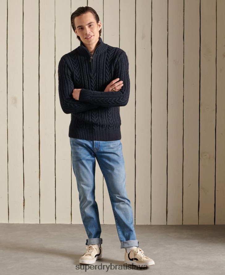 Superdry muži sveter jacob henley 6B4ZTR5289 oblečenie tmavomodrá