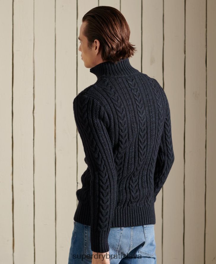 Superdry muži sveter jacob henley 6B4ZTR5289 oblečenie tmavomodrá