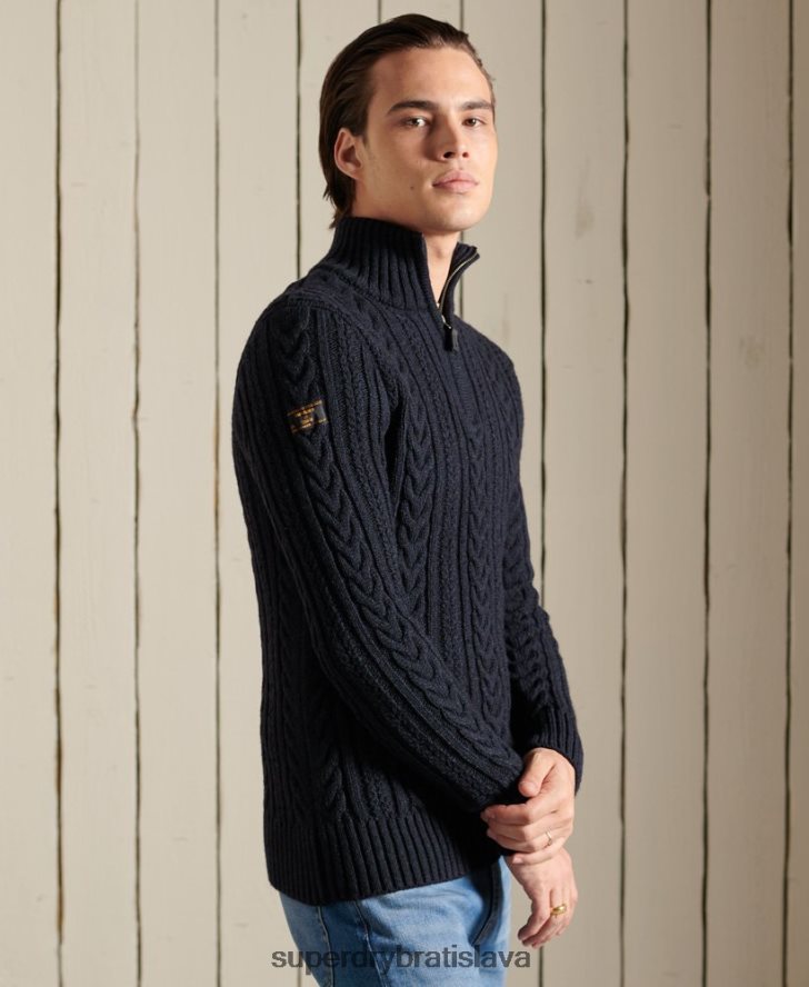 Superdry muži sveter jacob henley 6B4ZTR5289 oblečenie tmavomodrá