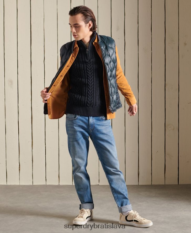 Superdry muži sveter jacob henley 6B4ZTR5289 oblečenie tmavomodrá