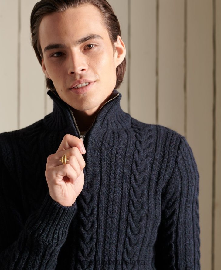 Superdry muži sveter jacob henley 6B4ZTR5289 oblečenie tmavomodrá