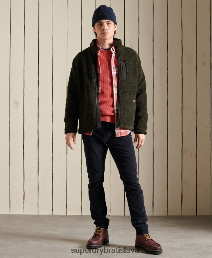 Superdry muži textúrovaný sveter akadémie farbený 6B4ZTR5300 oblečenie červená
