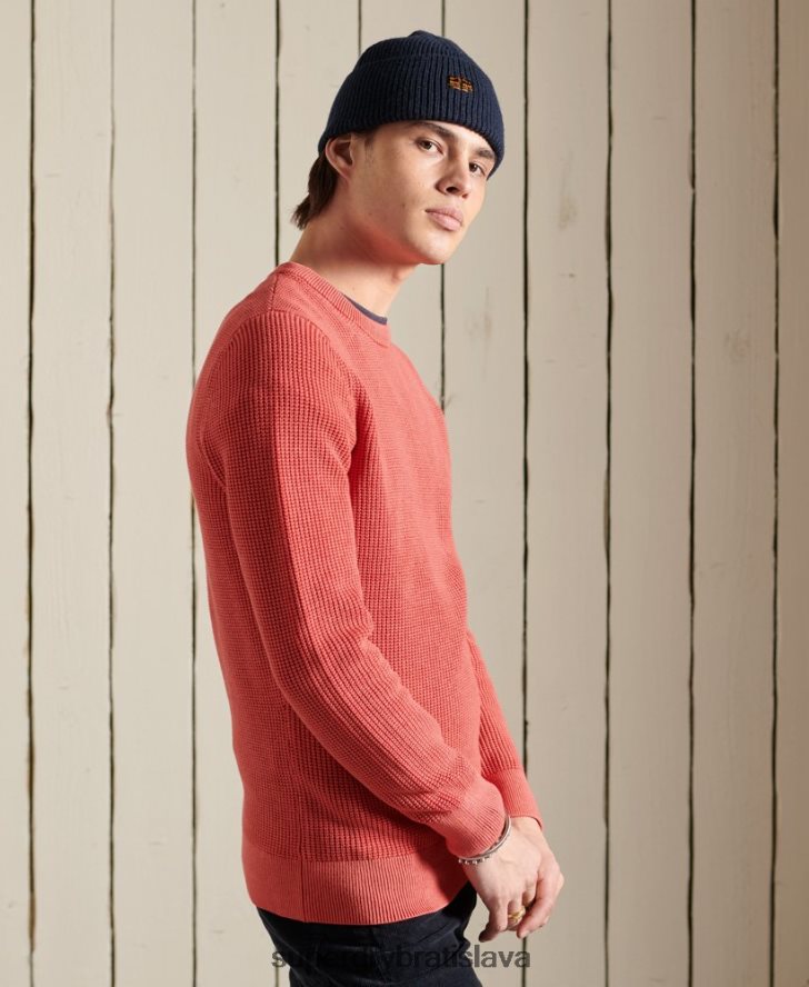 Superdry muži textúrovaný sveter akadémie farbený 6B4ZTR5300 oblečenie červená