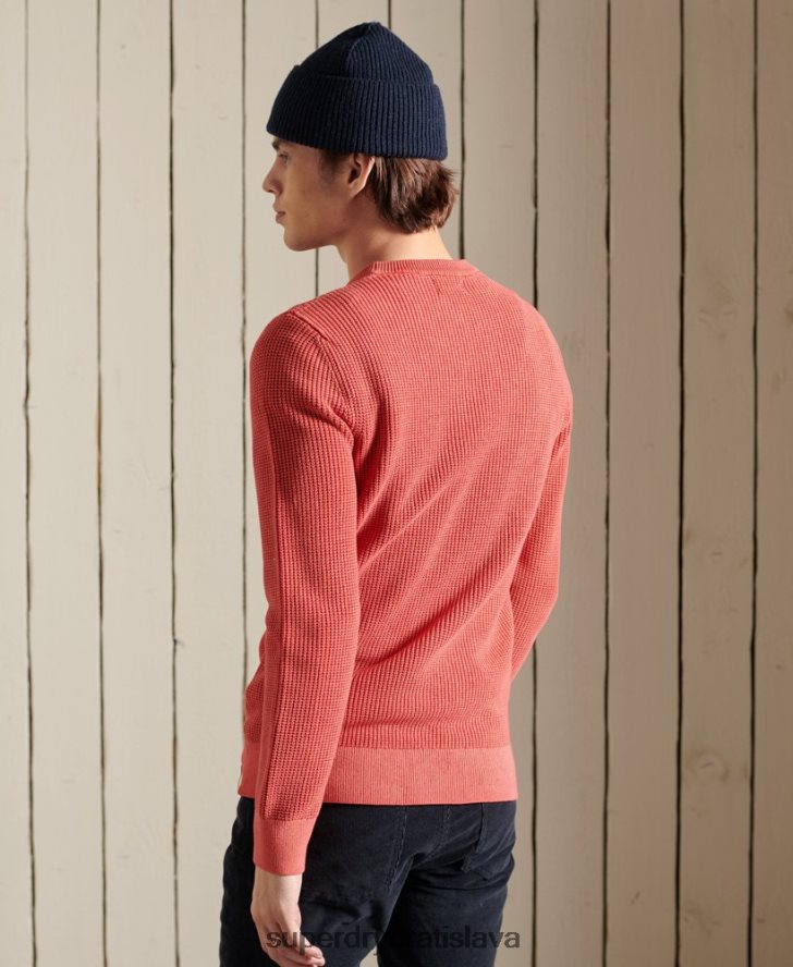 Superdry muži textúrovaný sveter akadémie farbený 6B4ZTR5300 oblečenie červená