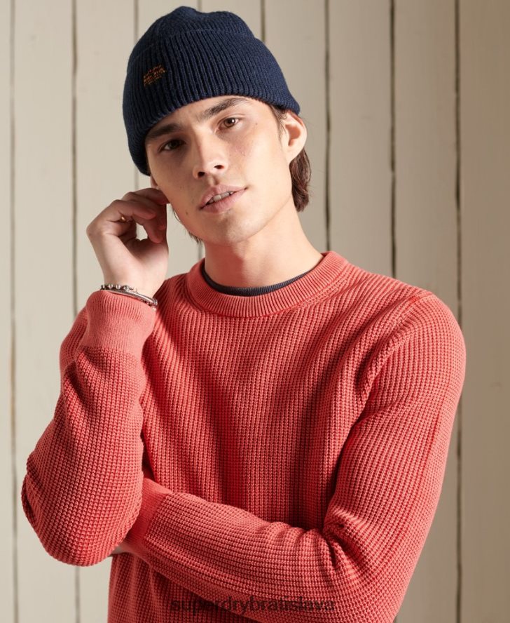 Superdry muži textúrovaný sveter akadémie farbený 6B4ZTR5300 oblečenie červená
