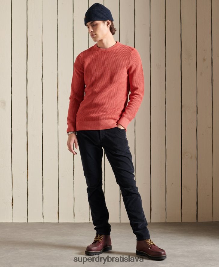 Superdry muži textúrovaný sveter akadémie farbený 6B4ZTR5300 oblečenie červená