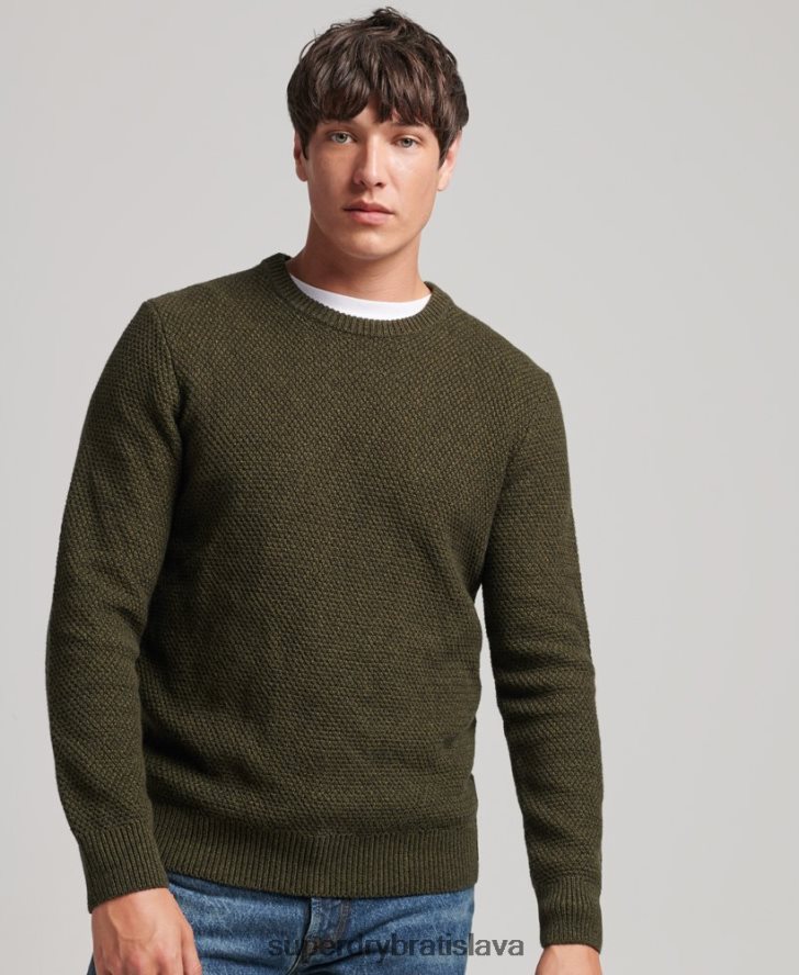 Superdry muži textúrovaný twist crew jumper 6B4ZTR5332 oblečenie zelená