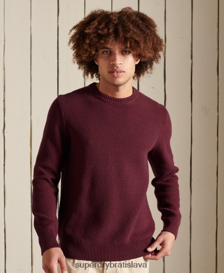 Superdry muži textúrovaný twist crew jumper 6B4ZTR5343 oblečenie červená