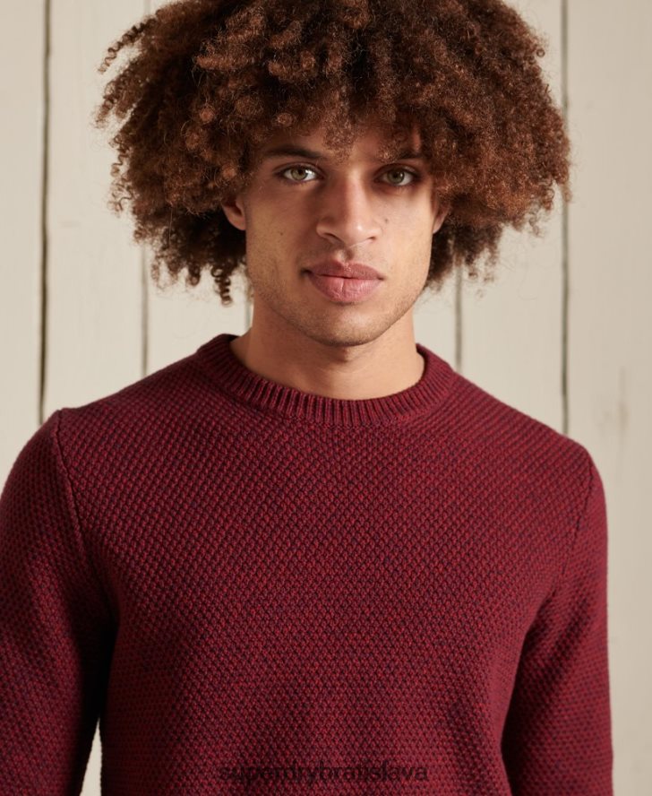 Superdry muži textúrovaný twist crew jumper 6B4ZTR5343 oblečenie červená