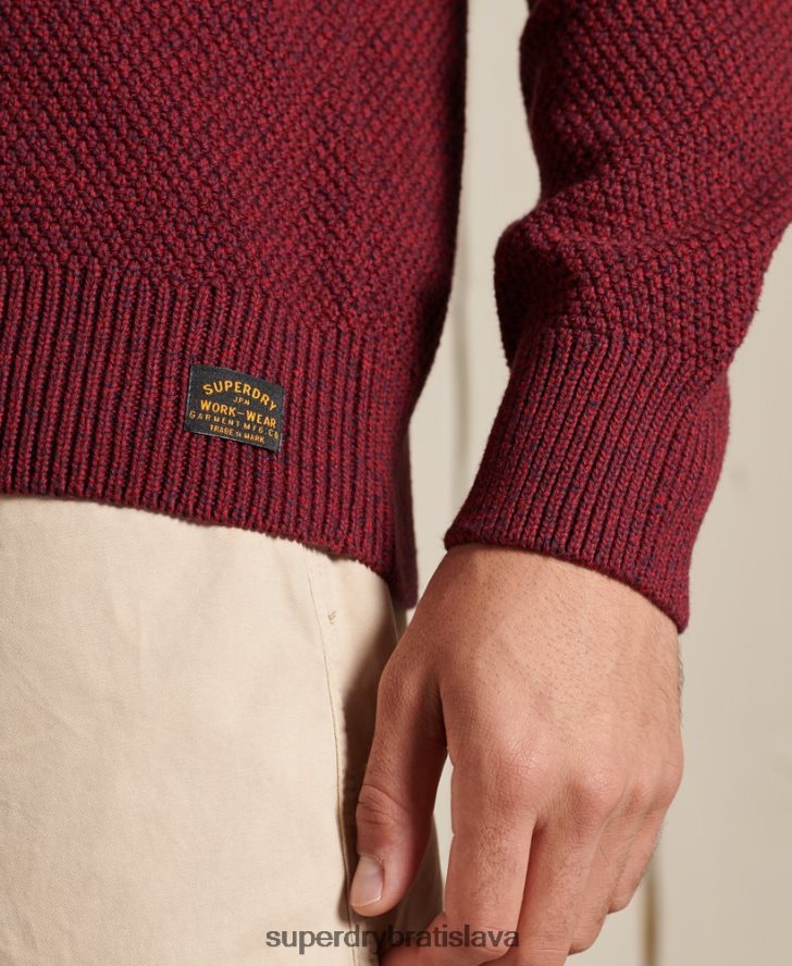 Superdry muži textúrovaný twist crew jumper 6B4ZTR5343 oblečenie červená