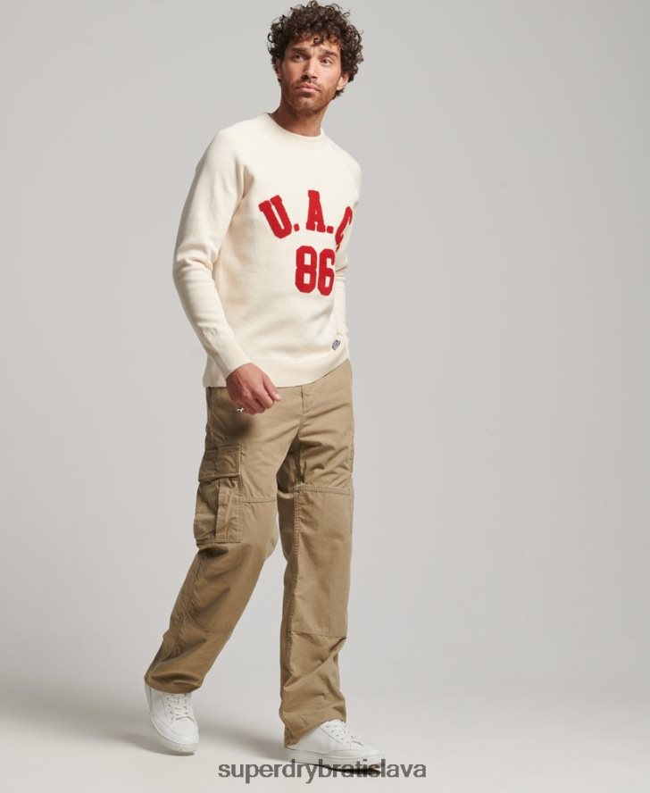 Superdry muži univerzitný posádkový skokan 6B4ZTR1277 oblečenie krém