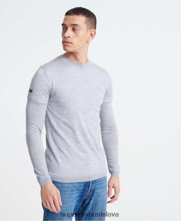 Superdry muži upraviť merino crew jumper 6B4ZTR1366 oblečenie svetlo šedá