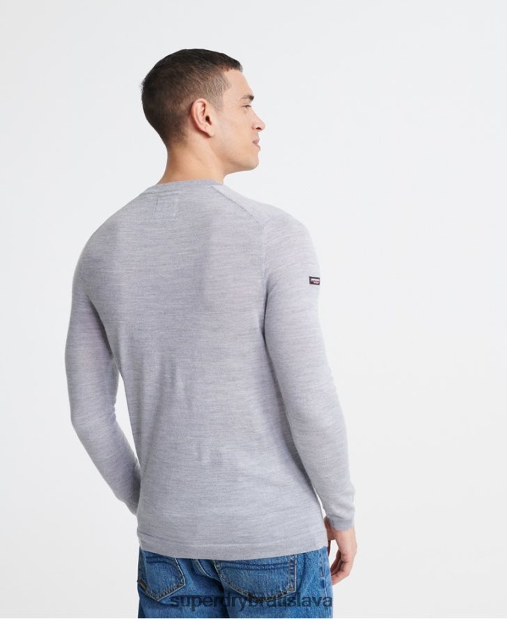 Superdry muži upraviť merino crew jumper 6B4ZTR1366 oblečenie svetlo šedá