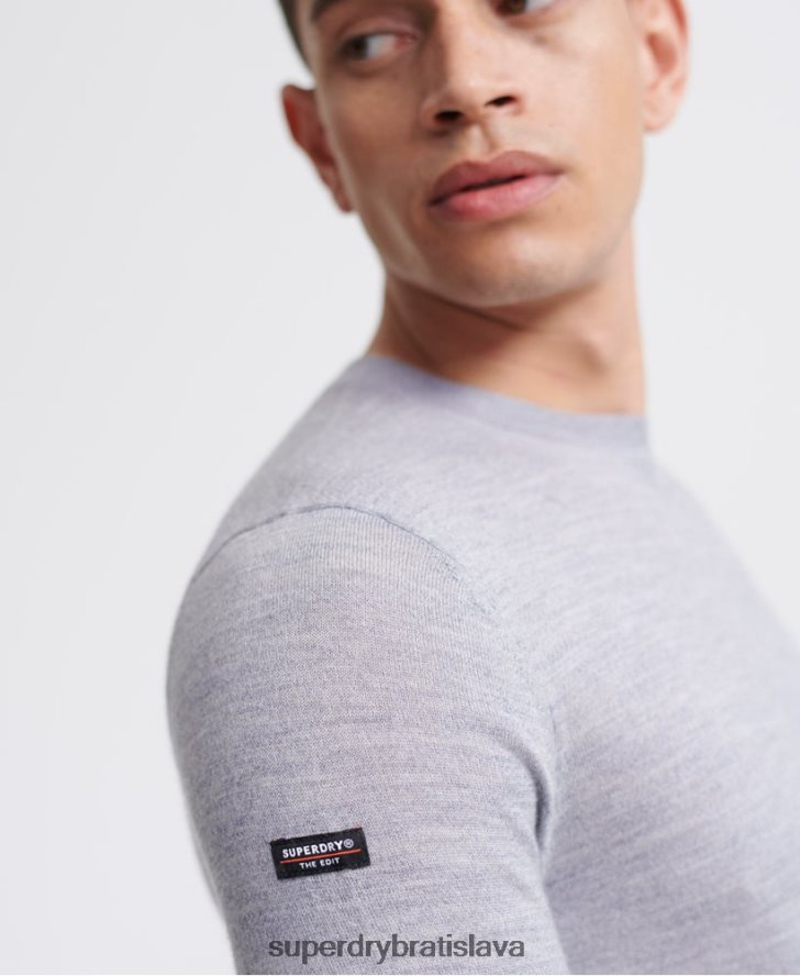 Superdry muži upraviť merino crew jumper 6B4ZTR1366 oblečenie svetlo šedá