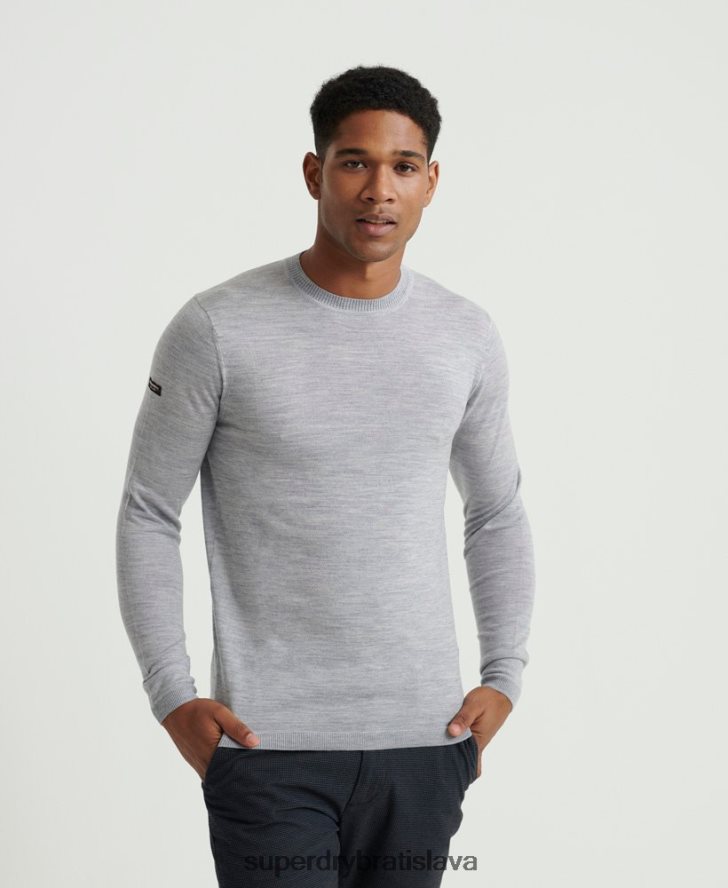 Superdry muži upraviť merino crew jumper 6B4ZTR1367 oblečenie svetlo šedá