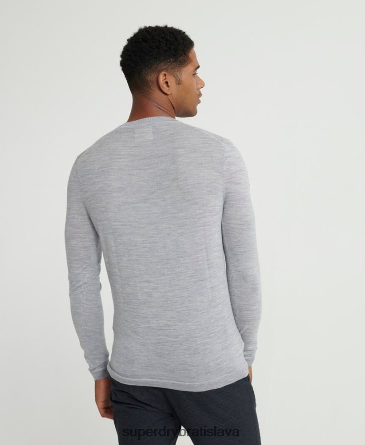 Superdry muži upraviť merino crew jumper 6B4ZTR1367 oblečenie svetlo šedá