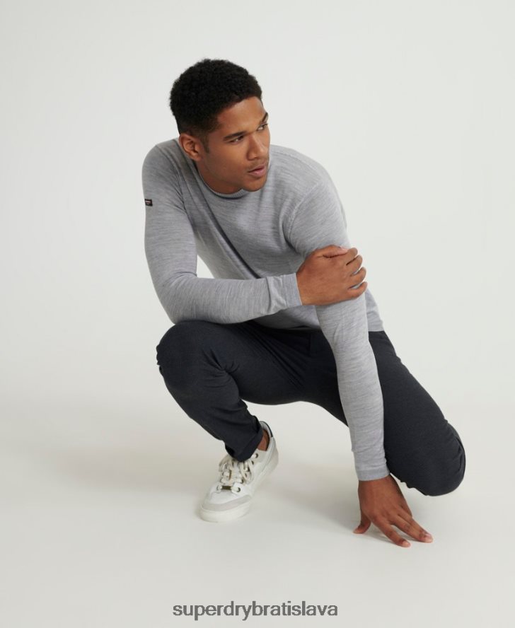 Superdry muži upraviť merino crew jumper 6B4ZTR1367 oblečenie svetlo šedá