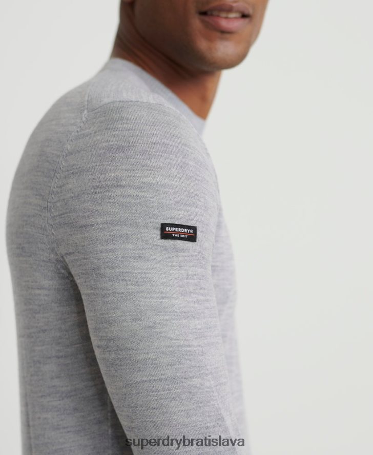 Superdry muži upraviť merino crew jumper 6B4ZTR1367 oblečenie svetlo šedá
