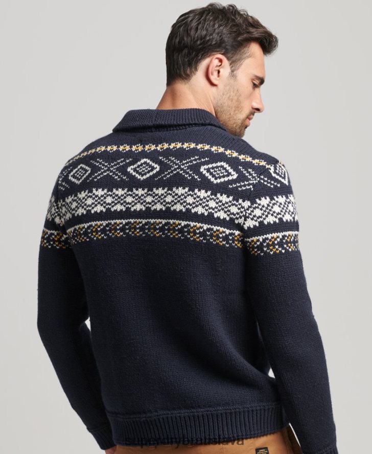 Superdry muži vzorovaný pletený šál 6B4ZTR5241 oblečenie Modrá