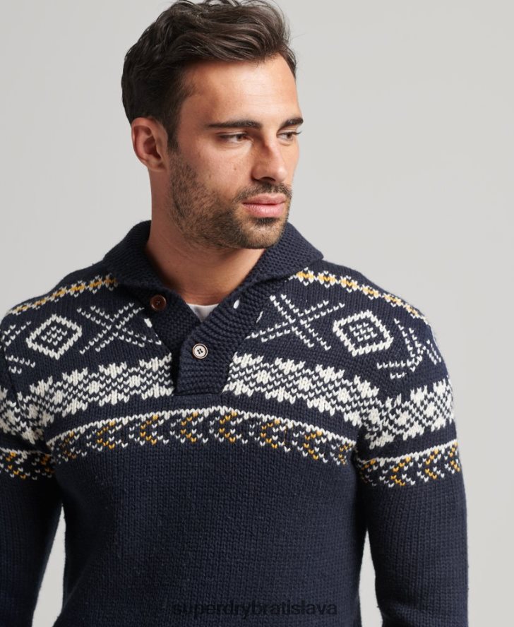 Superdry muži vzorovaný pletený šál 6B4ZTR5241 oblečenie Modrá