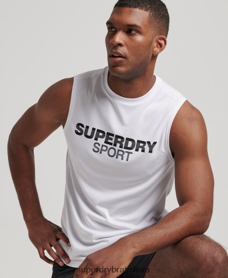 Superdry muži aktívna vesta 6B4ZTR1418 oblečenie biely