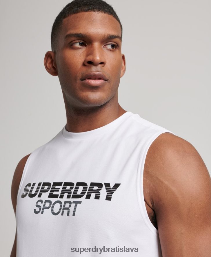 Superdry muži aktívna vesta 6B4ZTR1418 oblečenie biely