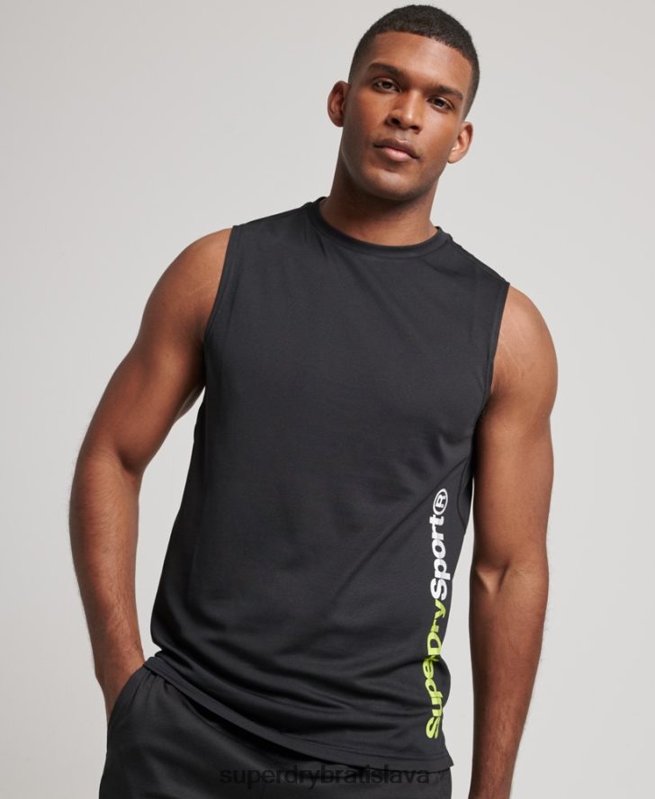 Superdry muži aktívna vesta 6B4ZTR1426 oblečenie čierna