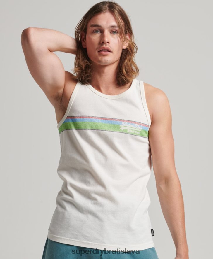 Superdry muži kaligrafická vesta s vintage logom 6B4ZTR1491 oblečenie biely