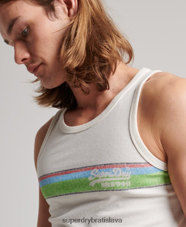 Superdry muži kaligrafická vesta s vintage logom 6B4ZTR1491 oblečenie biely