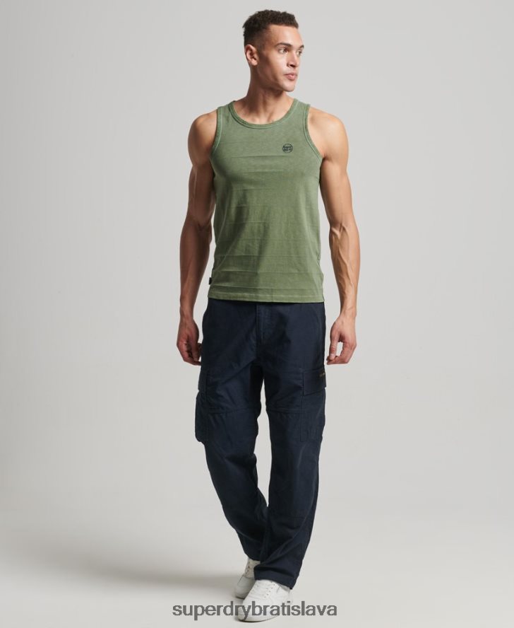 Superdry muži tielko s vintage textúrou z organickej bavlny 6B4ZTR44 oblečenie kaki
