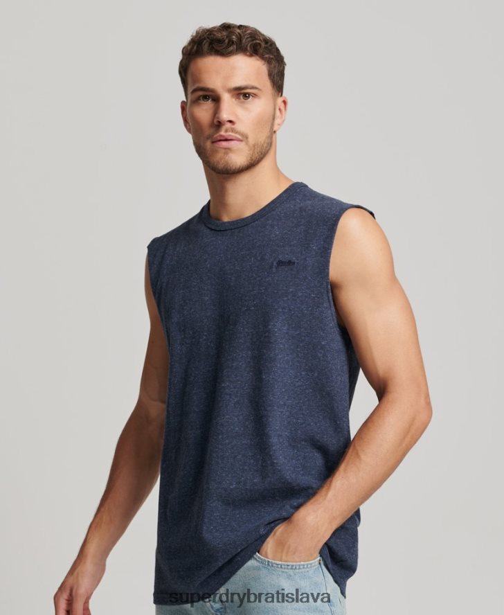 Superdry muži tielko s vyšívaným vintage logom z organickej bavlny 6B4ZTR1445 oblečenie námorníctvo