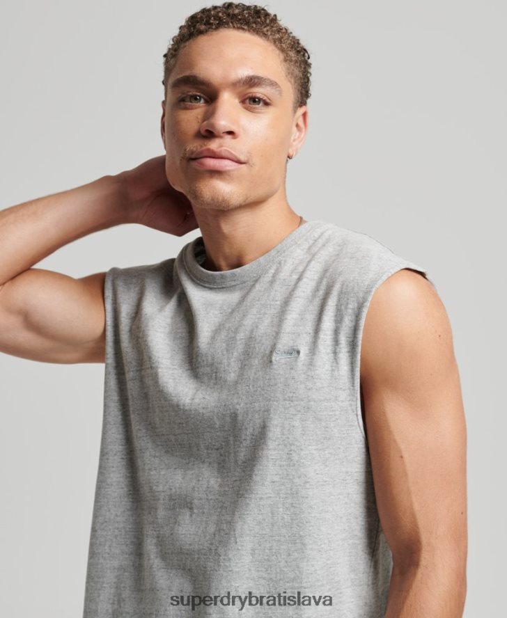 Superdry muži tielko s vyšívaným vintage logom z organickej bavlny 6B4ZTR1447 oblečenie sivá