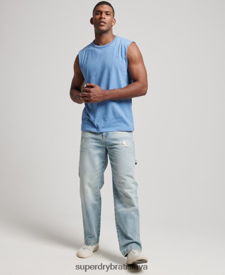 Superdry muži tielko s vyšívaným vintage logom z organickej bavlny 6B4ZTR1451 oblečenie Modrá