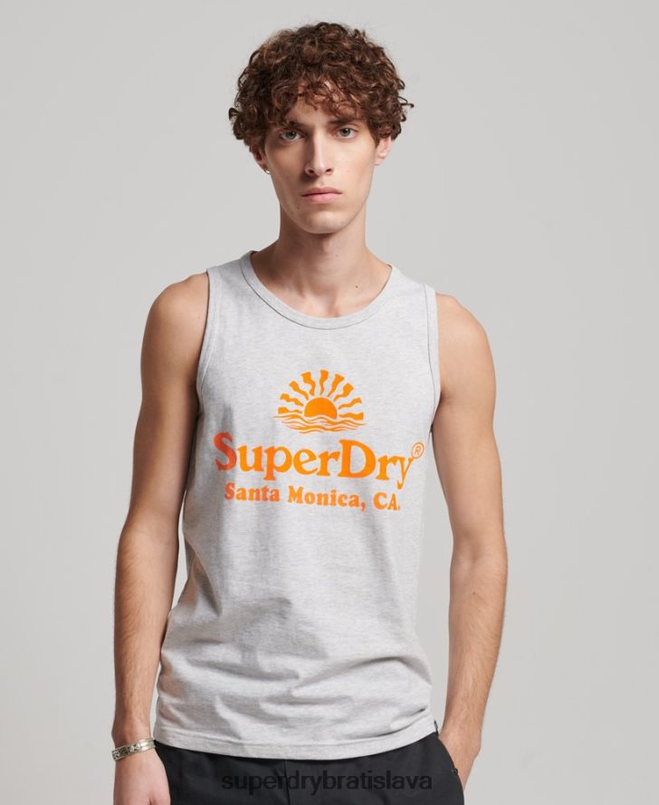 Superdry muži vintage neónová vesta 6B4ZTR1473 oblečenie svetlo šedá