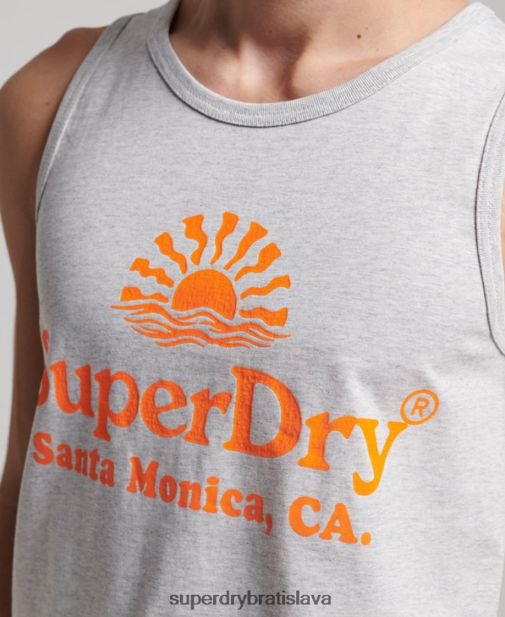 Superdry muži vintage neónová vesta 6B4ZTR1473 oblečenie svetlo šedá
