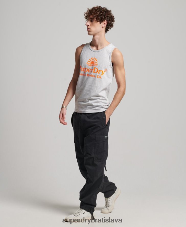 Superdry muži vintage neónová vesta 6B4ZTR1473 oblečenie svetlo šedá