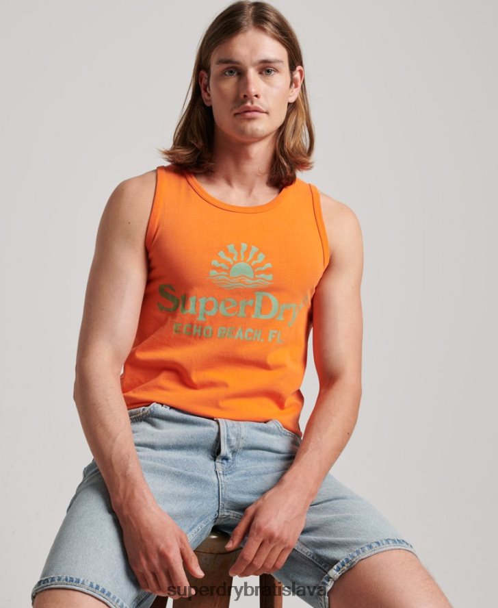 Superdry muži vintage neónová vesta 6B4ZTR1501 oblečenie oranžová