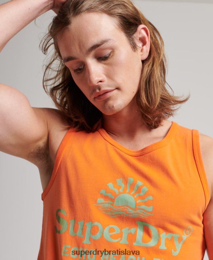 Superdry muži vintage neónová vesta 6B4ZTR1501 oblečenie oranžová