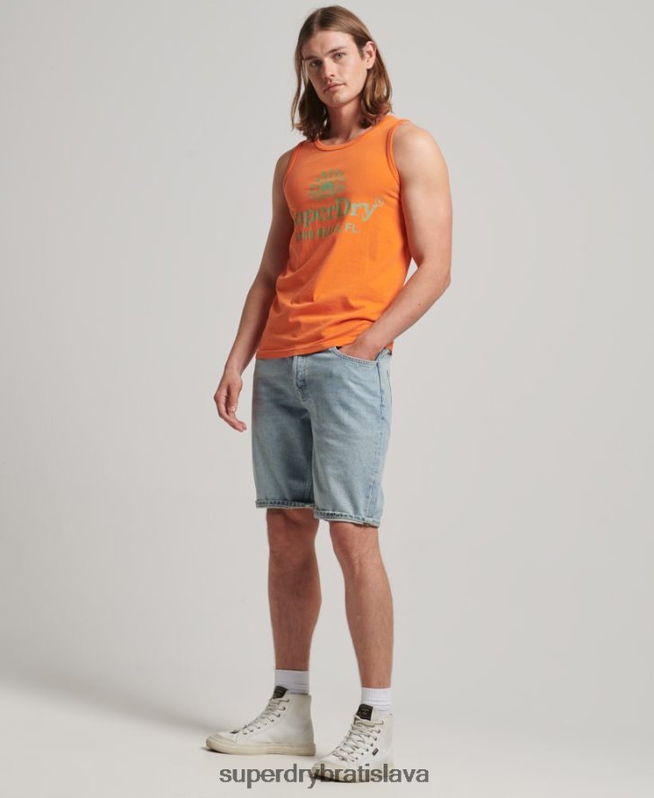 Superdry muži vintage neónová vesta 6B4ZTR1501 oblečenie oranžová